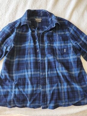 Eddie Bauer Men's XL Blue Plaid Flannel 98% Cotton